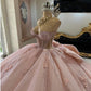 Gorgeous Pink Applique Strapless Sweet 16 Quinceanera A-Line Floor-length Prom Dress Birthday Dress Evening Dress Ball Gown DP6511