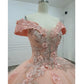 Gorgeous Pink Applique Off-the-shoulder Sweet 16 Quinceanera A-Line Floor-length Prom Dress Birthday Dress Evening Dress Ball Gown DP6510