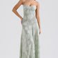 Vintage Floral Jacquard Spaghetti Strap Design Prom Dress Evening Dress DP6234
