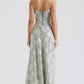 Vintage Floral Jacquard Spaghetti Strap Design Prom Dress Evening Dress DP6234