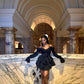 Elegant Black Off-the-Shoulder Ruffled Tiered Mini Long Flare Sleeve A-Line Homecoming Dress DP8730