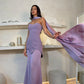 Chic Lilac Sheath Prom Dress Evening Gown Strapless Party Dress Long Formal Dress DP6939