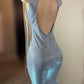 Robe de bal sirène bleu ciel vintage, robe de soirée scintillante à perles, dos nu, longue robe de soirée formelle DP6832