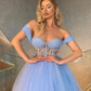 Fabulous Off-the-Shoulder Tulle Prom Dress Sweetheart With Crystal,DS4683