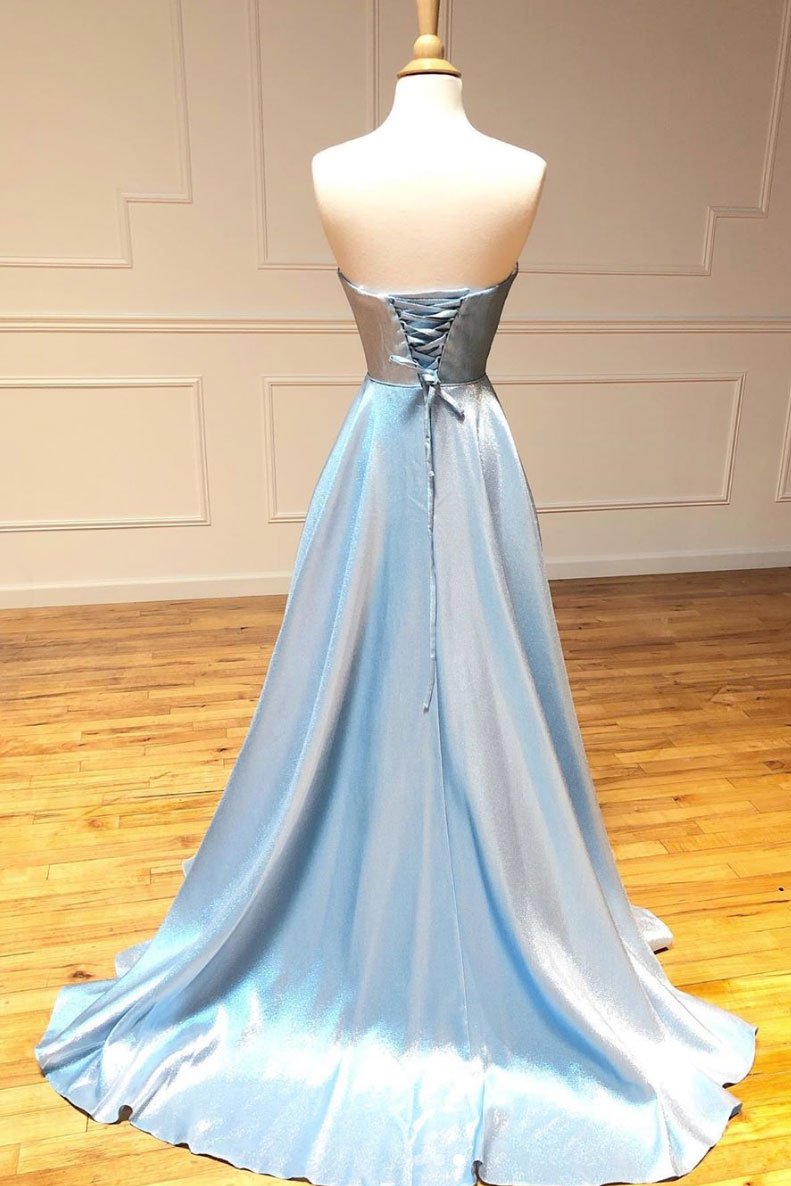 Simple sweetheart blue long prom dress blue long evening dress,DS2339