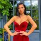 Sexy Strapless Split Burgundy Red Velvet Prom Dress Long,DS2806