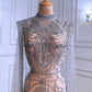 Elegant Long Sleeves Lace Crystal Mermaid Evening Gowns Long,DS2779