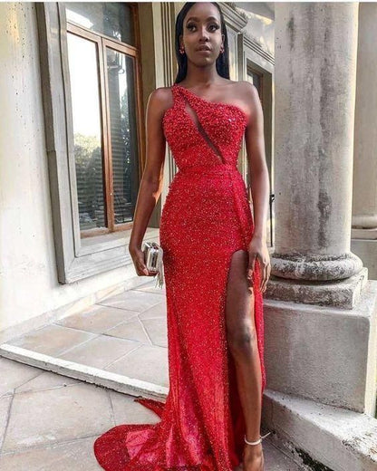 Red long prom dress Red sleeveless evening gown,DS4030