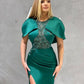 Vintage Jewel Satin Ruffles Split Lace Jade Zipper Mermaid Prom Dresses,DS3735