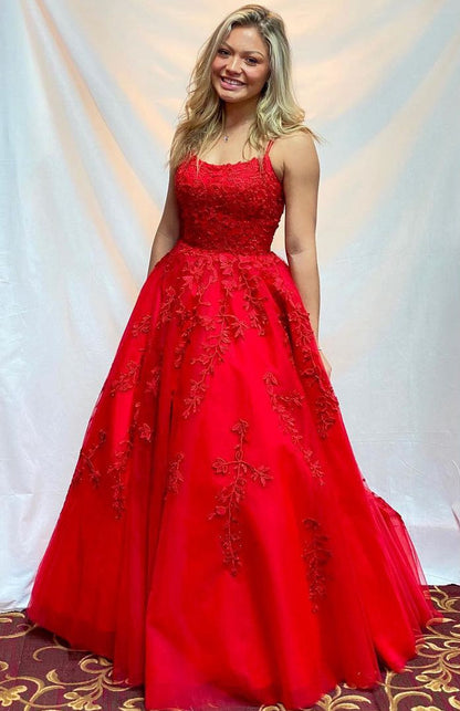 Red Lace Prom Dresses Long, Formal Ball Dress, Evening Dress, Dance Dresses, School Party Gown,DS4272