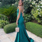 SIMPLE STAIN V NECK MERMAID GREEN LONG PROM DRESS, GREEN EVENING DRESS,F04750