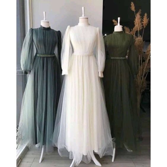 long sleeve prom dresses high neck tulle brown vintage a line cheap simple beaded prom gown robes de cocktail,DS4337