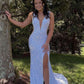Glitter V-Neck Backless Sequins Long Mermaid Prom Dress,DS4515