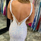 Glitter V-Neck Backless Sequins Long Mermaid Prom Dress,DS4515