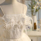 White tulle lace short prom dress, white lace homecoming dress ,DS4010