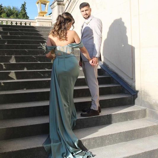 Green evening dresses long,DS3496