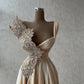 Designer Elegant Sleeveless A-line Long Glitter Silt Prom Dresses,F04801