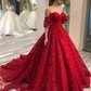 Elegant Lace Off-the-Shoulder Sweetheart Ball Gown Evening Gown DS3037