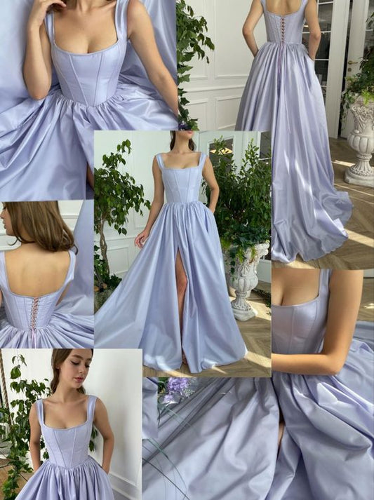 Modest Evening Dress Custom Made Satin Prom Dresses,DS4779