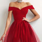 Elegant Off Shoulder Binding Layered Mesh Cocktail Dress,DS3980