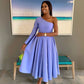 Wedding Guest dress.one shoulder draped dress,DS12122
