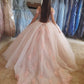 Blush Pink Lace Quinceanera Dresses Sparkly Ball Gowns Sweet 16 Dress,DS4392