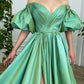 SIMPLE GREEN SATIN LONG PROM DRESS, GREEN EVENING DRESS,F04756