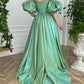 SIMPLE GREEN SATIN LONG PROM DRESS, GREEN EVENING DRESS,F04756
