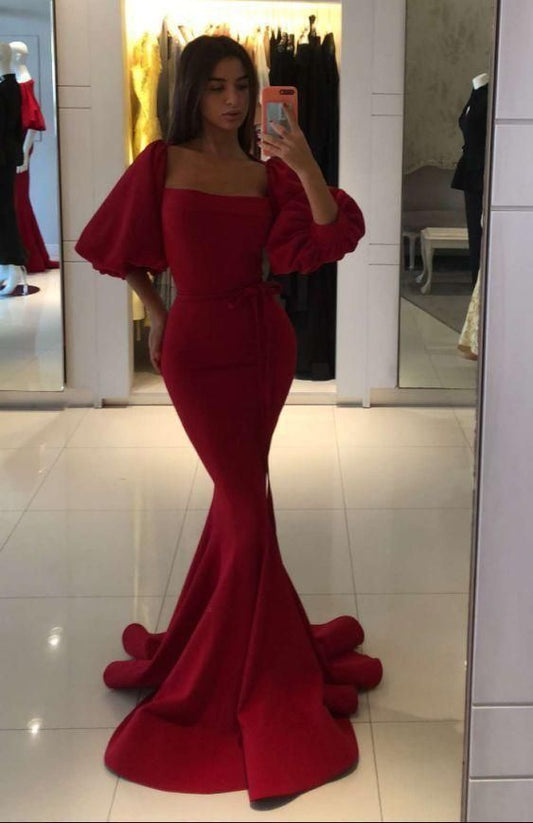 Red Mermaid Long Prom Dress, Chic Prom Dress,DS4160