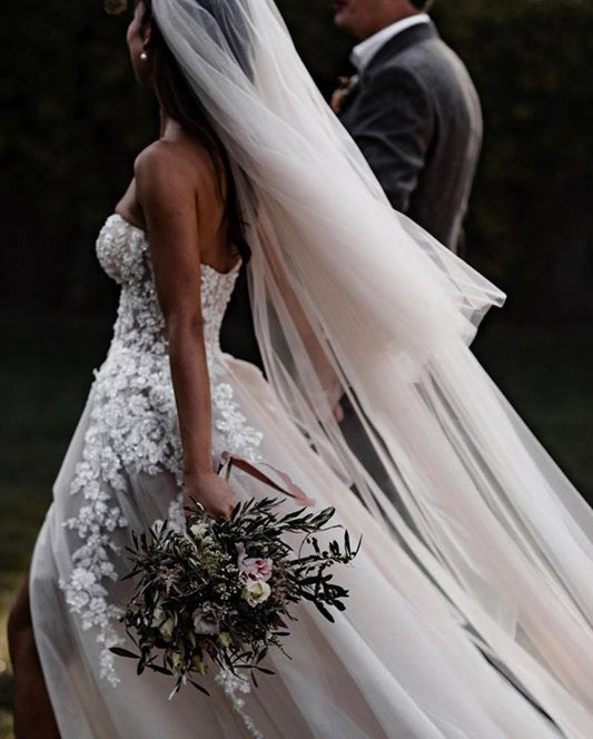 Boho Sweetheart Wedding Dress Bridal Gowns With 3D Lace Applique ,DS2675