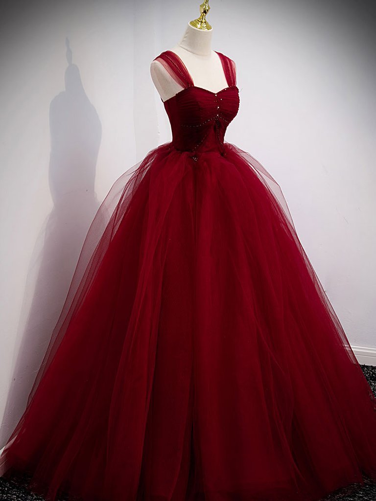Burgundy Tulle Ball Gown Long Prom Dresses,Winter Formal Dresses,DS329 DSProm Burgundy Tulle Ball Gown Long Prom Dresses,Winter Formal Dresses,DS329 DSProm