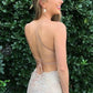 LONG CHAMPAGNE MERMAID LACE SPAGHETTI STRAPS PROM DRESS,DS2982