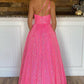Sparkly Hot Pink One Shoulder Long Prom Dress Evening Dress,DS3268