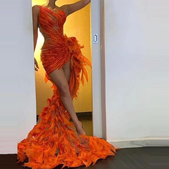 Sexy Cutout Orange Prom Dresses Tight Sheer High Low Jewel Neck Low Ba DSProm Sexy Cutout Orange Prom Dresses Tight Sheer High Low Jewel Neck Low Ba DSProm
