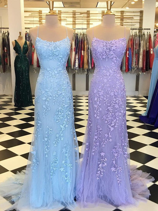 Purple/Blue Mermaid Backless Lace Prom Dresses, Purple/Blue Mermaid Backless Lace Formal Graduation Evening Dreses,DS1794