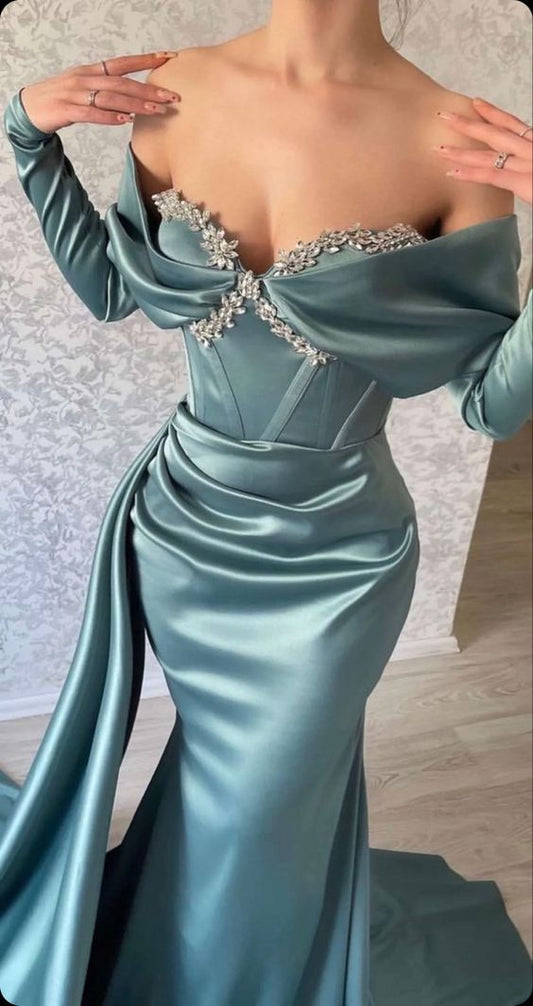 Women's luxury satin prom dress,DS4954