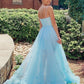 Blue tulle long prom dress blue formal dress,DS2153