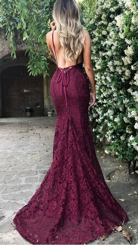 Lace Mermaid Long Prom Dresses ,DS4671