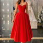 Classic Red Straps Prom Dress Tea-Length Sweetheart With Sequins,DS4650