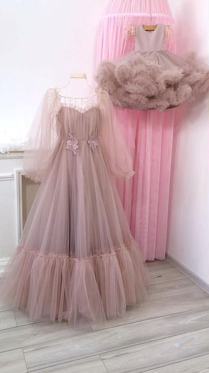 Long Sleeves Tulle Evening dresses party dress Prom dress Birthday,DS4 DSProm Long Sleeves Tulle Evening dresses party dress Prom dress Birthday,DS4 DSProm