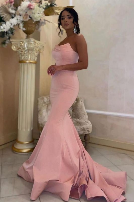 Stunning Strapless Pink Mermaid Prom Dress Sweetheart Evening Party Dress,DS3726