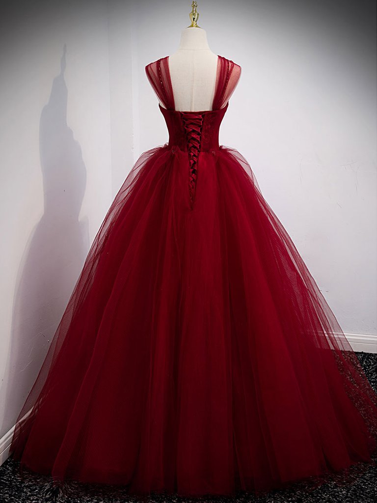 Burgundy Tulle Ball Gown Long Prom Dresses,Winter Formal Dresses,DS329 DSProm Burgundy Tulle Ball Gown Long Prom Dresses,Winter Formal Dresses,DS329 DSProm