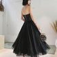 Black tulle short prom dress, formal dresses, black evening dress,DS4001