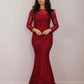 Gorgeous Long Sleeves Jewel Ruby Appliques Mermaid Prom Dresses,DS2769