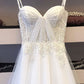 White sweetheart tulle lace long prom dress white lace evening dress,DS2308
