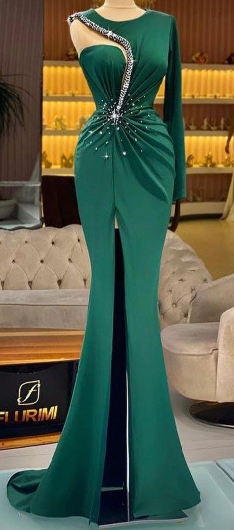 Green Gown, mermaid prom dresses, fashion evening dresses,DS5118