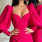 Fuchsia Long Sleeves Sweetheart Prom Dress Split Party Gowns,DS3256