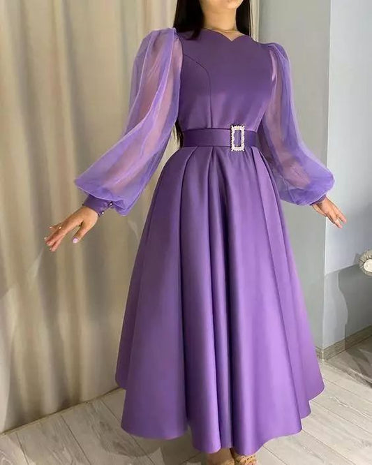 Purple long sleeves prom dress, evening dress,BD1477