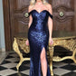 OFF THE SHOULDER GOLD SEXY SIDE SLIT SEQUINS LONG OPEN BACK PROM DRESS,DS2973