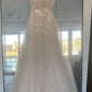 Light champagne tulle lace long prom dress, lace evening dress,DS4586